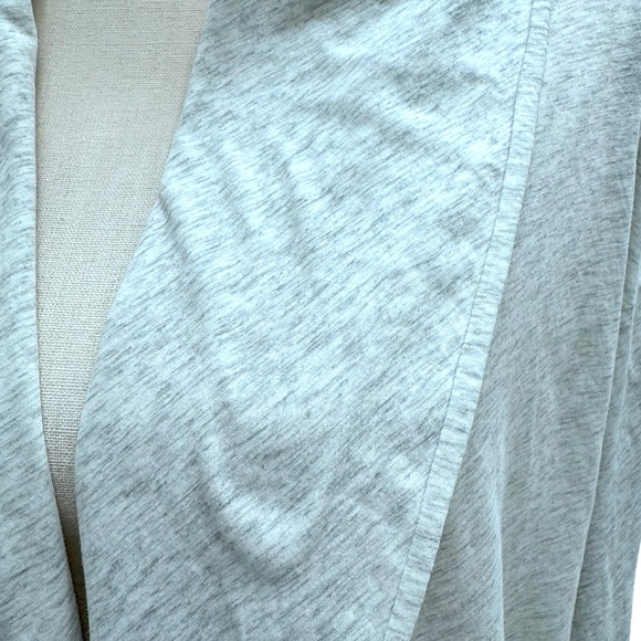 PURE DKNY HEATHER OATMEAL/GRAY OPEN FRONT DRAWSTRING HEM COTTON CARDIGAN - Picture 8 of 14
